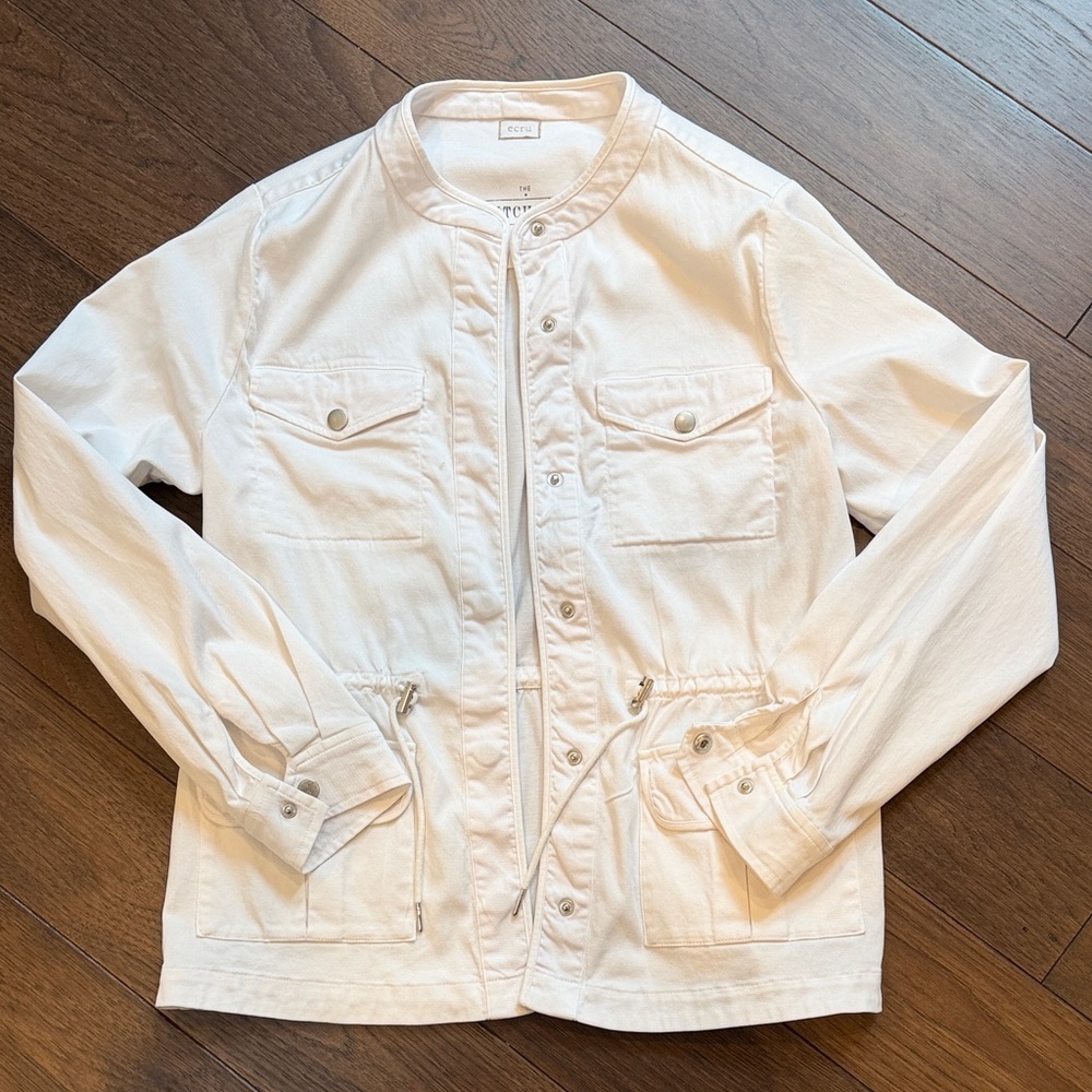 ecru Off-White Utility Jacket with Front Pockets
